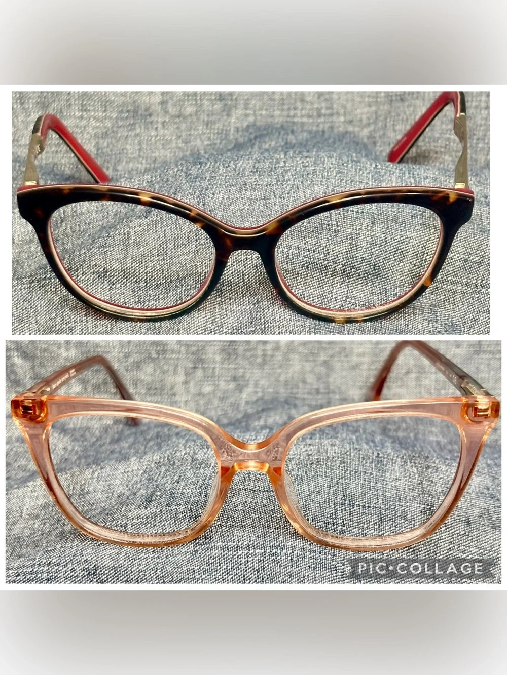 2 Pair Kate Spade Women Eyeglass Frames Cat Eye Oval Tortoiseshell Crystal Pink